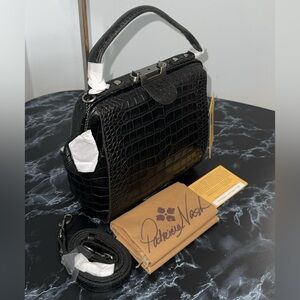 PATRICIA NASH Nela Satchel Black Leather Bag AUTHENTIC NWT (Broken Latch)